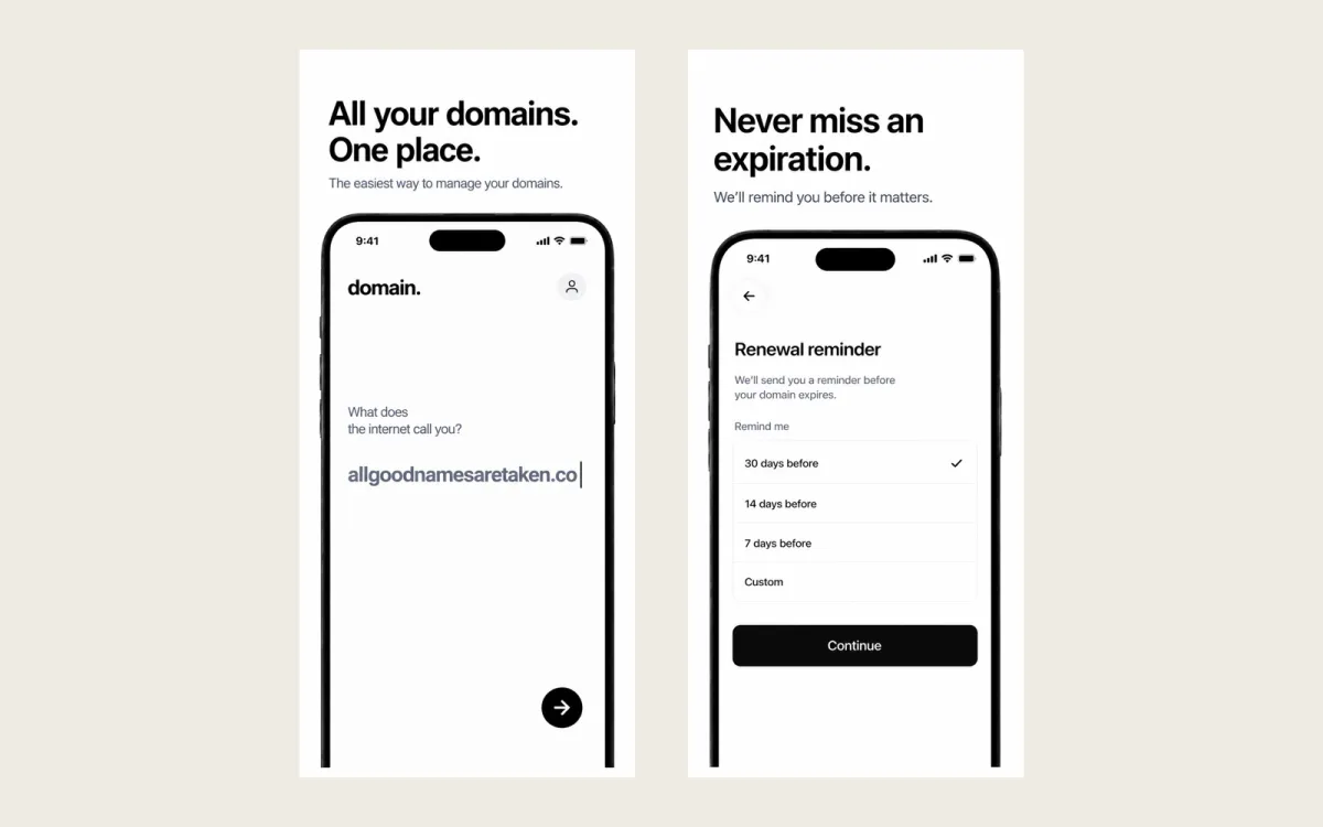 Two domain. App Store screenshots